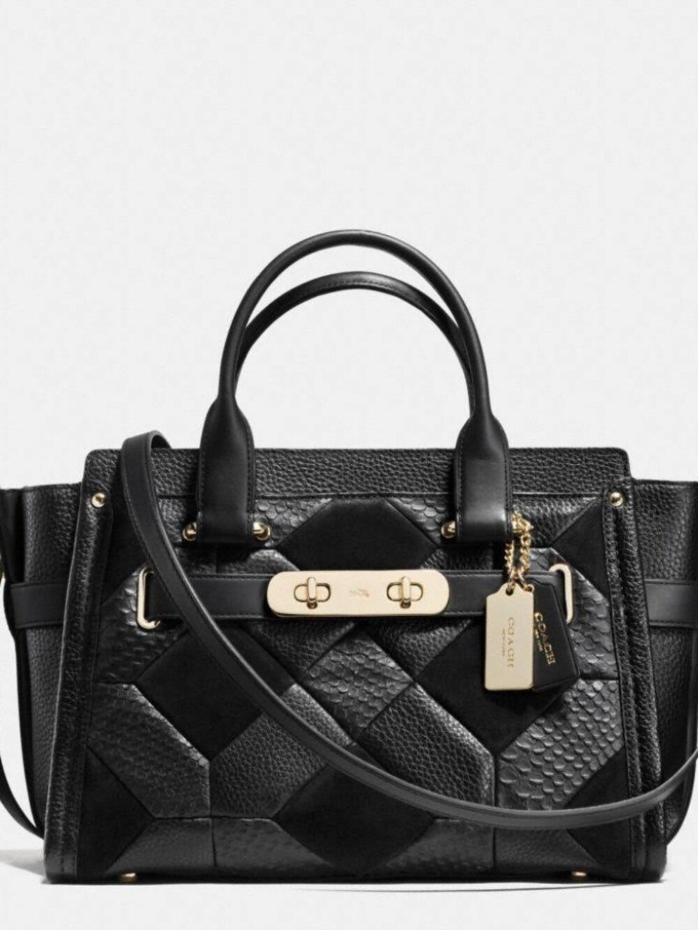 Coach Swagger In Patchwork Pebble Leather